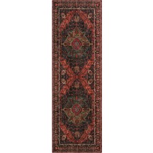 Cool Halı Private Bordo Yolluk Etnik Desen Otantik Şönil Halı Yıkanabilir Eskitme Vintage Göbekli Koridor Halı
