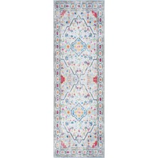 Cool Halı Private Gri Yolluk Eskitme Otantik Desenli Hol Koridor Halısı Yıkanabilir Vintage Şönil Yolluk Halı