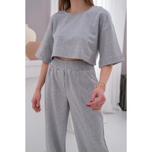 Elbee Fashion Woman Gri Spor Takım