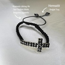 Hac Detaylı Kristal Taş Bileklik Hematit Detaylı Asansör Bileklik