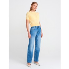 Dilvin 71780 Yeni Kesim Denim Mom Pantolon-Mavi