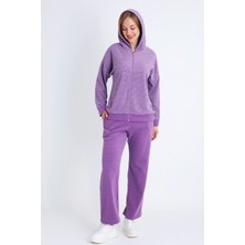 Intensive Collection Kadın Mor Cepli Fermuarlı Uzun Kollu Pamuklu Alt Üst Takım