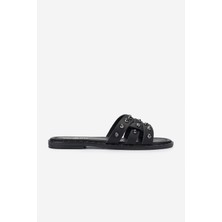 Valmenti Kadın  Deri Siyah Deri Düz Terlik 1062 1002 Bn Trlk Y25 Sıyah Dr