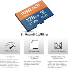 Rosstech Extra 128GB Micro Sdxc V30 Uhs-3 C10 100MB/SN + Adaptörlü Hafıza Kartı