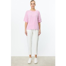 On Sıfır Yaka Incili Bluz Pembe 56617