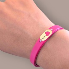 Archin Derili Oval ve Kalp Motifli 14 Ayar Altın Plakalı Kadınlara Sembol Bilekliği-377SEMBOL-PEMBE
