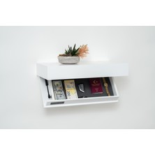 PERLUSSO/RACK60-Beyaz-Rfid Kartlı Gizli Bölmeli Lake Duvar Rafı