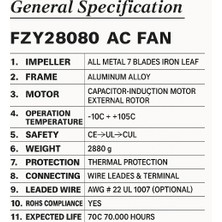 Better 280X280X80 220V Ac 7 Kanatlı Rulmanlı Better Fan