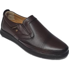 Öztürk Bağcıksız Orta Kısım Nokta Baskılı Hakiki Deri Erkek Konfor Ayakkabı AY-310-Y