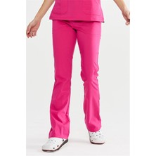 Ultralycra Spaniard - Likralı Doktor Hemşire Scrubs Tek Alt Cerrahi Forma (Kadın), Fuşya