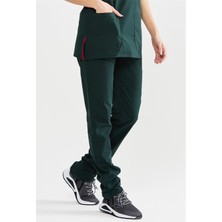 Ultralycra Basic - Likralı Doktor Hemşire Scrubs Tek Alt Cerrahi Forma (Unısex), Koyu Yeşil