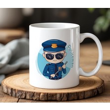 BB Design BB Desing Policeman Tasarımlı Beyaz Seramik Baskılı Kupa Bardak 330 ml