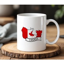 BB Design BB Desing Canada Tasarımlı Beyaz Seramik Baskılı Kupa Bardak 330 ml