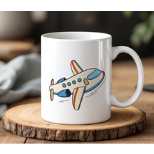 BB Design BB Desing Uçak Tasarımlı Beyaz Seramik Baskılı Kupa Bardak 330 ml