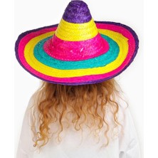 Twox Sombrero Meksika Şapkası Renkli Örme Hasır Çocuk Boy