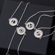 Fuhao Shop C Içinde Kadınlar Için Gümüş Renkli Ayarlanabilir Zincirli Bakır Kübik Zirkonya Harf Bileklikler 26 Harf A-Z Başlangıç Charm Bileziklerinde Sıcak Satış- Takı Hediyesi (Yurt Dışından)