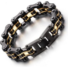 Fuhao Shop C 21.5cm Tarzı Siyah Yeşil Punk Erkek Kadın Altın Bisiklet Biker Bilezik Takı Siyah Paslanmaz Çelik Motosiklet Bisiklet Zincir Bilezik Bileklik Dizayn (Yurt Dışından)