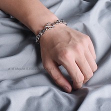 Fuhao Shop C Yaklaşık Uzunluk 21CM Bileklik Titanyum Çelik Bilezikler Katmanlı Bilezikler Bayanlar Yuvarlak Toka Takı Çiftler Moda Vintage Gümüş Renkli Pulseras (Yurt Dışından)