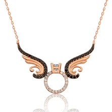 Gümüş Tek Taş Melek Bayan Kolye