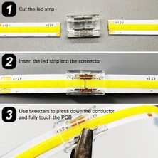 4 Adet Şeffaf Düz Taraflı Bağlantı Şerit LED Cob Konnektörleri Kapak Konnektör 2pin 8mm LED Işıklar Lehimsiz