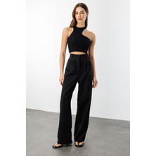 Kadın Pileli Kumaş Yüksek Bel Palazzo Pantolon PANTOLON-002