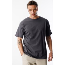 Erkek Oversize Fit  Organik Pamuk Bisiklet Yaka Tişört Oversıze-Erkek-T-Shırt