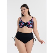 Aquaviva Kadın Büyük Beden Siyah Çiçek Desen Daniela Balen Destekli Bikini Takımı