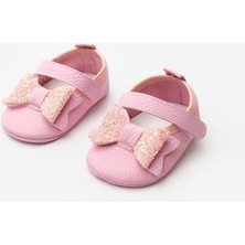 Pembe  Pullu Cırtlı Deri Kız Bebek Makosen