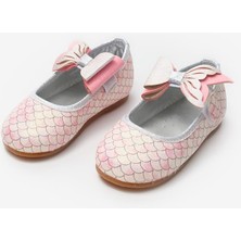 Pembe  Deniz Kızı Desenli Kız Çocuk Babet Ayakkabı