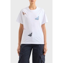 Emporio Armani Baskılı Regular Fit Pamuklu Bisiklet Yaka T Shirt Bayan T SHİRT EW000904 AF12601 F0026
