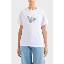 Emporio Armani Baskılı Regular Fit Pamuklu Bisiklet Yaka T Shirt Bayan T SHİRT EW000904 AF12601 F0024