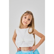 Le Mabelle Ekru Fiyonk Detaylı Kolsuz Kız Çocuk Crop
