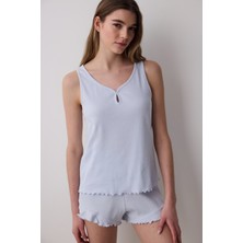 Blue Solid Açık Mavi Atlet