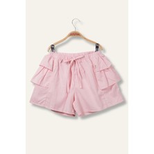 Kız Çocuk Katlı Şort Etek - Pembe