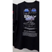 Tarz Sokak Mcqueen Baskılı Siyah Oversize