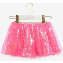 Fuşya  Üzeri Pullu Kız Çocuk Etek - Gracie