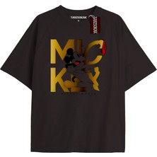 Tarzsokak Unique Kadın Siyah Sırt Baskılı Mickey Mouse T-Shirtkod 59