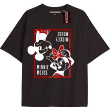 Tarzsokak Unique Kadın Siyah Sırt Baskılı Mickey Mouse T-Shirtkod 39