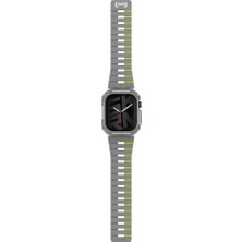 Skinarma Watch 10 46MM Nightglow Atom Tpu Kasa Koruyucu ve Gemini Silikon Kordon Gri-Yeşil