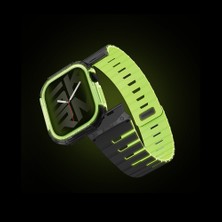 Skinarma Watch 10 46MM Nightglow Atom Tpu Kasa Koruyucu ve Gemini Silikon Kordon Gri-Yeşil