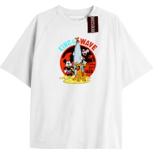 Tarz Sokak Unique Kadın Beyaz Sırt Baskılı Mickey Mouse T-Shirtkod 80