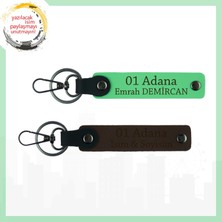 Koyu Kahve-Fıstık Yeşil, Size Özel 01 Adana Yazılı, Şık ve Özgün Bir Şehir Hatırası 2'li Anahtarlık Seti