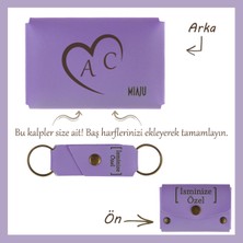 Miaju Kahverengi, Kalpte Iki Harf! Sevgiliye Özel Kişiselleştirilebilir Cüzdan & Anahtarlık Set, Aşka Özel