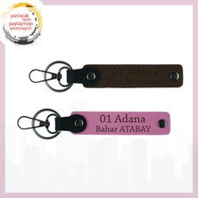 Koyu Kahve-Sütlü Kahve, İsminize Özel 01 Adana Hediyelik Şehir Sevgisiyle Hazırlanan Şık 2'li Anahtarlık