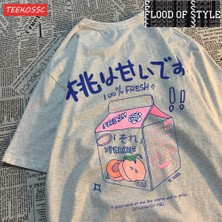 Tarzsokak Şeftali Aromalı Içecek Printingman Tee Gömlek Uydurma Hip Hop Tshirt Eğlence Moda Tees Zevk G