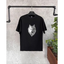 Tarz Sokak Kurt Baskılı Siyah Baskılı Erkek