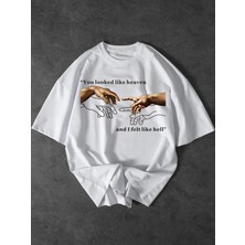 Tarzsokak Creation Of Adam Baskılı Unisex Oversize