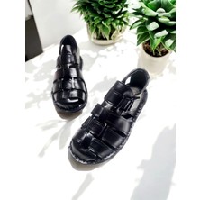 Gökçe Kundura Erkek  Deri Cırtlı Yumuşak Taban Spor Sandalet