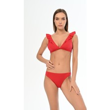 Aquaviva Kadın Kırmızı Fırfırlı Elizabeth Bikini Takımı