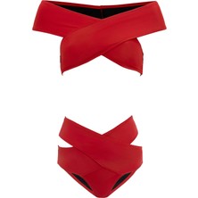 Aquaviva Kadın Kırmızı Shay Çapraz Kombin Bikini Takımı
